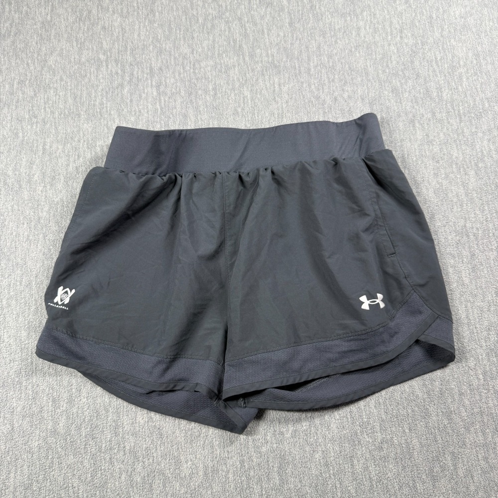 Under Armour Shorts Womens L Black Mesh Trim Athletic Running Volleyball Trainin